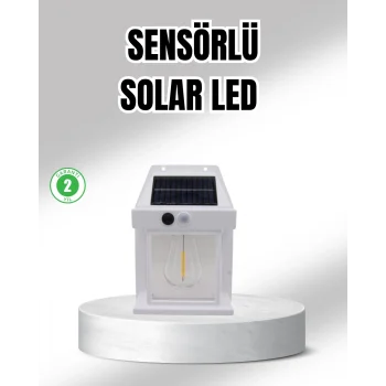 Mey İthalat® Güneş Enerjili Dış Mekan Sensörlü Duvar Lambası IP65 Su Geçirmez