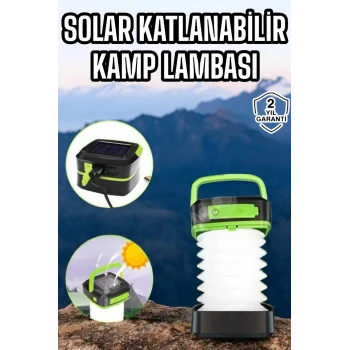 Mey İthalat® Güneş Enerjili Led Lamba Kamp Lambası Katlanabilir Lamba USB Şarjlı