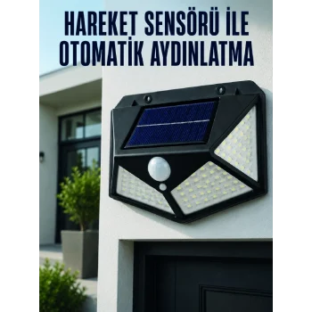 Mey İthalat® Hareket Sensörlü Güneş Enerjili Duvar Lambası Dış Mekan İçin Güçlü LED Aydınlatma
