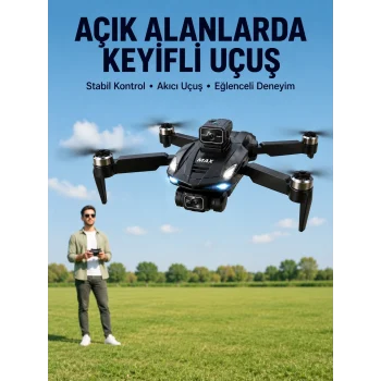 Mey İthalat® Havadan Çekim İçin Çift Kameralı Kompakt ve Kolay Taşınabilir Drone