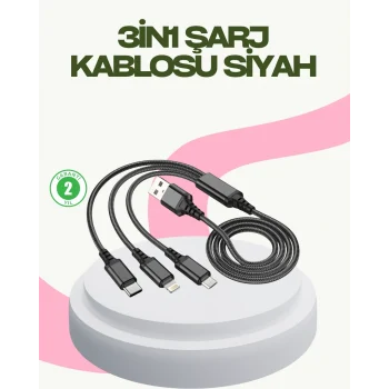 Mey İthalat® Hızlı Şarj Destekli Çoklu Şarj Kablosu – Seyahat ve Günlük Kullanım