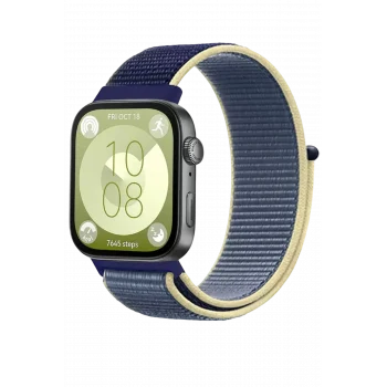Mey İthalat® Huawei Fit 4 Hasırlı Cırtcırtlı Kordon - Sarı-Lacivert