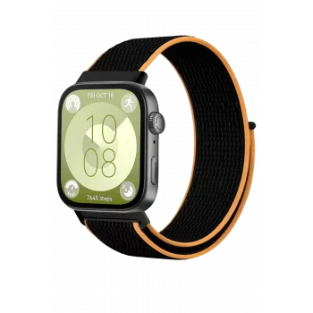 Mey İthalat® Huawei Fit 4 Hasırlı Cırtcırtlı Kordon - Siyah-Turuncu