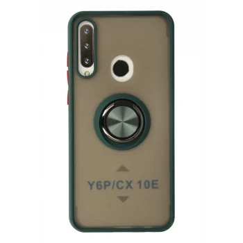 Mey İthalat®  Huawei Y6P Kılıf Montreal Yüzüklü Silikon Kapak - Yeşil
