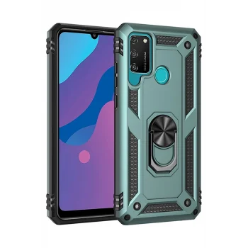 Mey İthalat®  Huawei Y6P Kılıf Sofya Yüzüklü Silikon Kapak - Yeşil