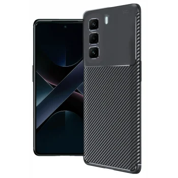 Mey İthalat®  İnfinix Hot 50 4G Kılıf Auto Focus Karbon Kapak - Siyah