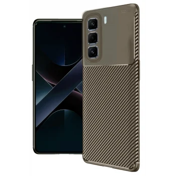 Mey İthalat®  İnfinix Hot 50 Pro Plus 4G Auto Focus Karbon Kapak - Kahverengi