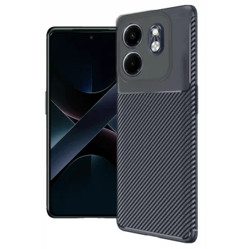 Mey İthalat®  İnfinix Smart 9 Kılıf Auto Focus Karbon Kapak - Lacivert