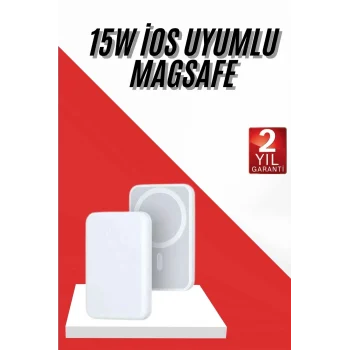Mey İthalat® İOS Uyumlu Magsafe Kablosuz 15w Şarj Powerbank Magesafe