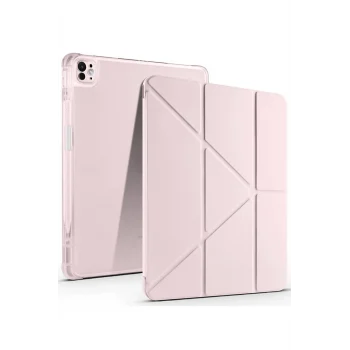 Mey İthalat®   iPad Air 13 (2024) Kılıf Kalemlikli Mars Tablet Kılıfı - Rose Gold