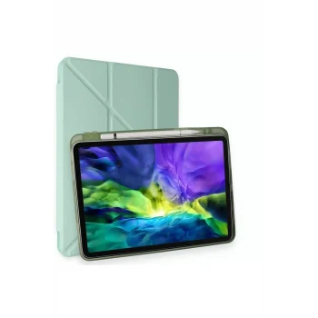 Mey İthalat®   iPad Air 4 10.9 Kılıf Kalemlikli Mars Tablet Kılıfı - Açık Yeşil