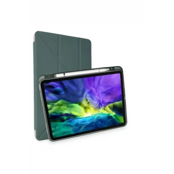 Mey İthalat®   iPad Pro 11 (2018) Kılıf Kalemlikli Mars Tablet Kılıfı - Koyu Yeşil