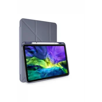 Mey İthalat®   iPad Pro 11 (2021) Kılıf Kalemlikli Hugo Tablet Kılıfı - Lila