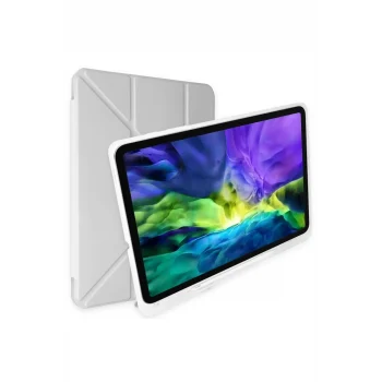 Mey İthalat®   iPad Pro 12.9 (2021) Kılıf Kalemlikli Mars Tablet Kılıfı - Gri