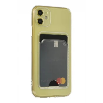Mey İthalat®   iPhone 11 Kılıf Kart Şeffaf Silikon - Şeffaf