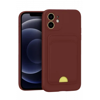 Mey İthalat®   iPhone 11 Kılıf Kelvin Kartvizitli Silikon - Bordo