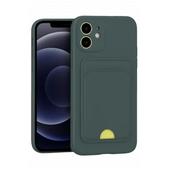 Mey İthalat®   iPhone 11 Kılıf Kelvin Kartvizitli Silikon - Koyu Yeşil