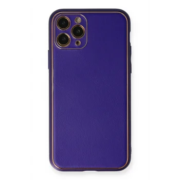 Mey İthalat®   iPhone 11 Pro Kılıf Coco Deri Silikon Kapak - Mor