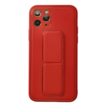 Mey İthalat®   iPhone 11 Pro Kılıf Coco Deri Standlı Kapak - Kırmızı
