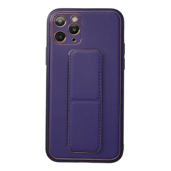 Mey İthalat®   iPhone 11 Pro Kılıf Coco Deri Standlı Kapak - Mor