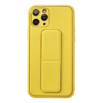 Mey İthalat®   iPhone 11 Pro Kılıf Coco Deri Standlı Kapak - Sarı
