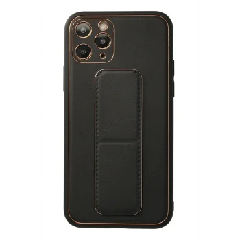 Mey İthalat®   iPhone 11 Pro Kılıf Coco Deri Standlı Kapak - Siyah