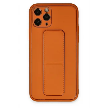 Mey İthalat®   iPhone 11 Pro Kılıf Coco Deri Standlı Kapak - Turuncu