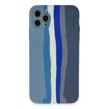 Mey İthalat®   iPhone 11 Pro Kılıf Ebruli Lansman Silikon - Mavi-Gri
