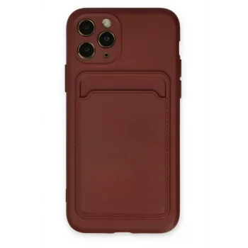 Mey İthalat®   iPhone 11 Pro Kılıf Kelvin Kartvizitli Silikon - Bordo