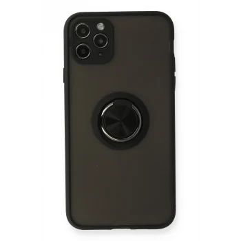 Mey İthalat®   iPhone 11 Pro Kılıf Montreal Yüzüklü Silikon Kapak - Siyah
