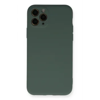 Mey İthalat®   iPhone 11 Pro Kılıf Nano içi Kadife Silikon - Koyu Yeşil