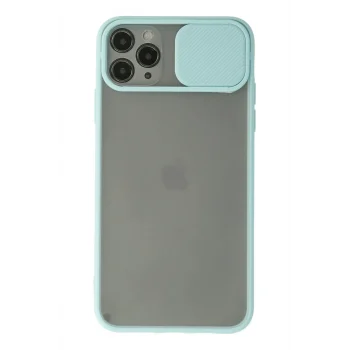 Mey İthalat®   iPhone 11 Pro Kılıf Palm Buzlu Kamera Sürgülü Silikon - Turkuaz
