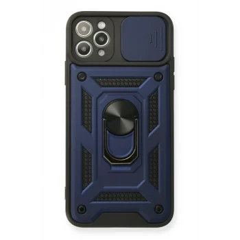 Mey İthalat®   iPhone 11 Pro Kılıf Pars Lens Yüzüklü Silikon - Lacivert