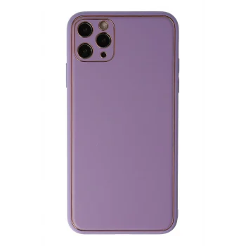 Mey İthalat®   iPhone 11 Pro Max Kılıf Coco Deri Silikon Kapak - Lila