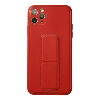 Mey İthalat®   iPhone 11 Pro Max Kılıf Coco Deri Standlı Kapak - Kırmızı