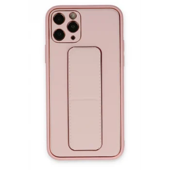 Mey İthalat®   iPhone 11 Pro Max Kılıf Coco Deri Standlı Kapak - Pembe