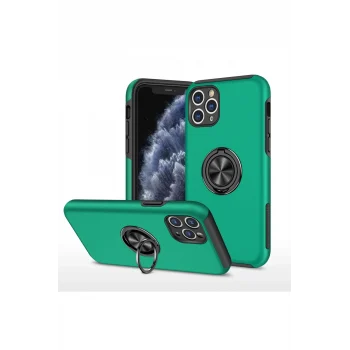 Mey İthalat®   iPhone 11 Pro Max Kılıf Elit Yüzüklü Kapak - Yeşil