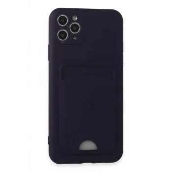 Mey İthalat®   iPhone 11 Pro Max Kılıf Kelvin Kartvizitli Silikon - Derin Mor