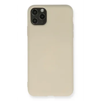 Mey İthalat®   iPhone 11 Pro Max Kılıf Nano içi Kadife Silikon - Bej