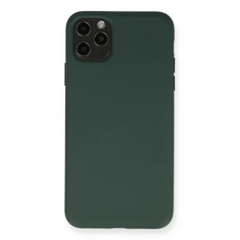 Mey İthalat®   iPhone 11 Pro Max Kılıf Nano içi Kadife Silikon - Koyu Yeşil