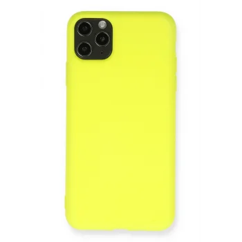Mey İthalat®   iPhone 11 Pro Max Kılıf Nano içi Kadife Silikon - Sarı