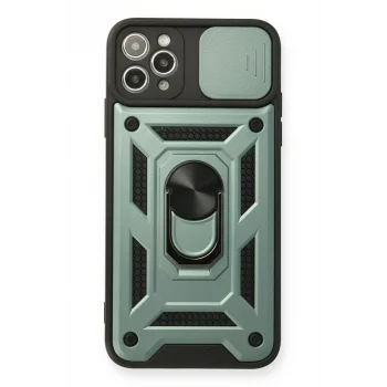 Mey İthalat®   iPhone 11 Pro Max Kılıf Pars Lens Yüzüklü Silikon - Yeşil