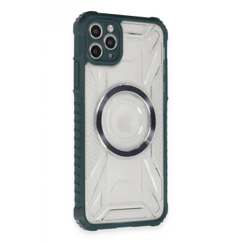 Mey İthalat®   iPhone 11 Pro Max Kılıf Prag Magneticsafe Kapak - Koyu Yeşil