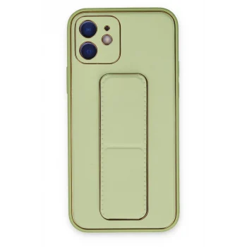 Mey İthalat®   iPhone 12 Kılıf Coco Deri Standlı Kapak - Su Yeşili