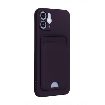 Mey İthalat®   iPhone 12 Kılıf Kelvin Kartvizitli Silikon - Derin Mor