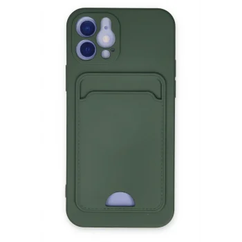 Mey İthalat®   iPhone 12 Kılıf Kelvin Kartvizitli Silikon - Koyu Yeşil