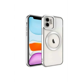 Mey İthalat®   iPhone 12 Kılıf Kross Magneticsafe Kapak - Gümüş