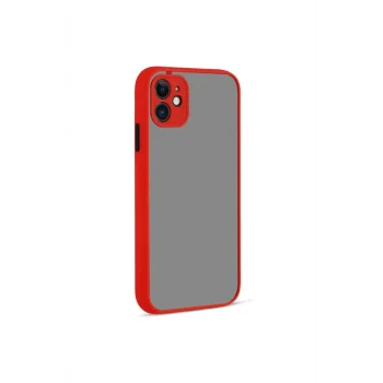 Mey İthalat®   iPhone 12 Kılıf Montreal Silikon Kapak - Kırmızı