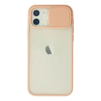 Mey İthalat®   iPhone 12 Kılıf Palm Buzlu Kamera Sürgülü Silikon - Pembe