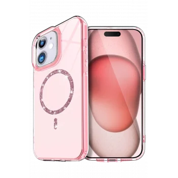 Mey İthalat®   iPhone 12 Live Diamond Magsafe Kapak - Pembe